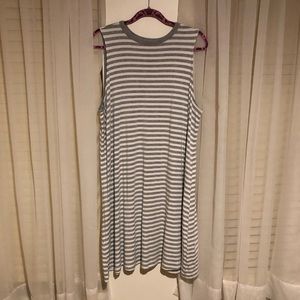 Grey and White Striped Tank Dress